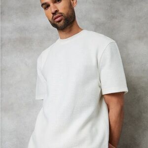 Threadbare Men's Beige Textured Short Sleeve Tee